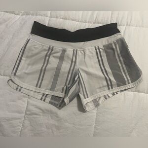 Lululemon White & Grey striped Shorts size 6
